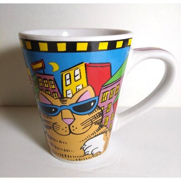 Catzilla Candace Reiter Designs Cool Cats Sunglasses Coffee Tea Mug Vintage 2003 - Picture 1 of 6